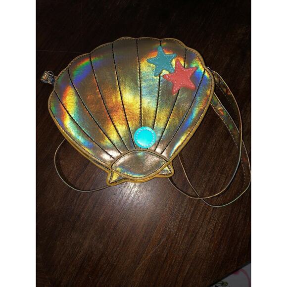 Sleepyville Critters Mermaid Golden Shell Cross Body Purse - Picture 1 of 7